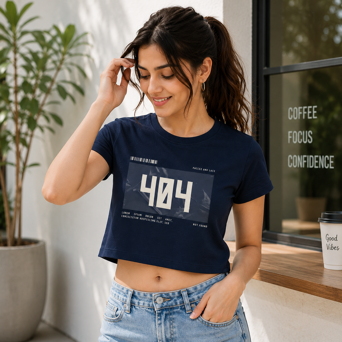 404 Crop Tee | Women's Minimal Graphic Crop Top | Sixth Aura