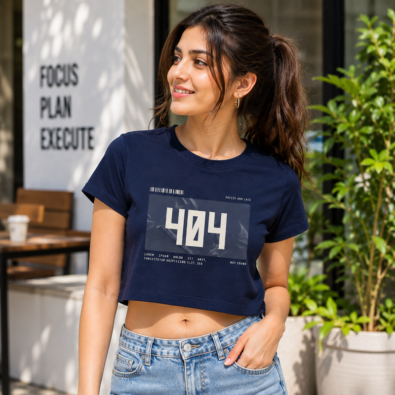404 Crop Tee | Women's Minimal Graphic Crop Top | Sixth Aura