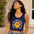 Focus On The Good Stuff Royal Blue Crop Tank | Women's Smiley Top