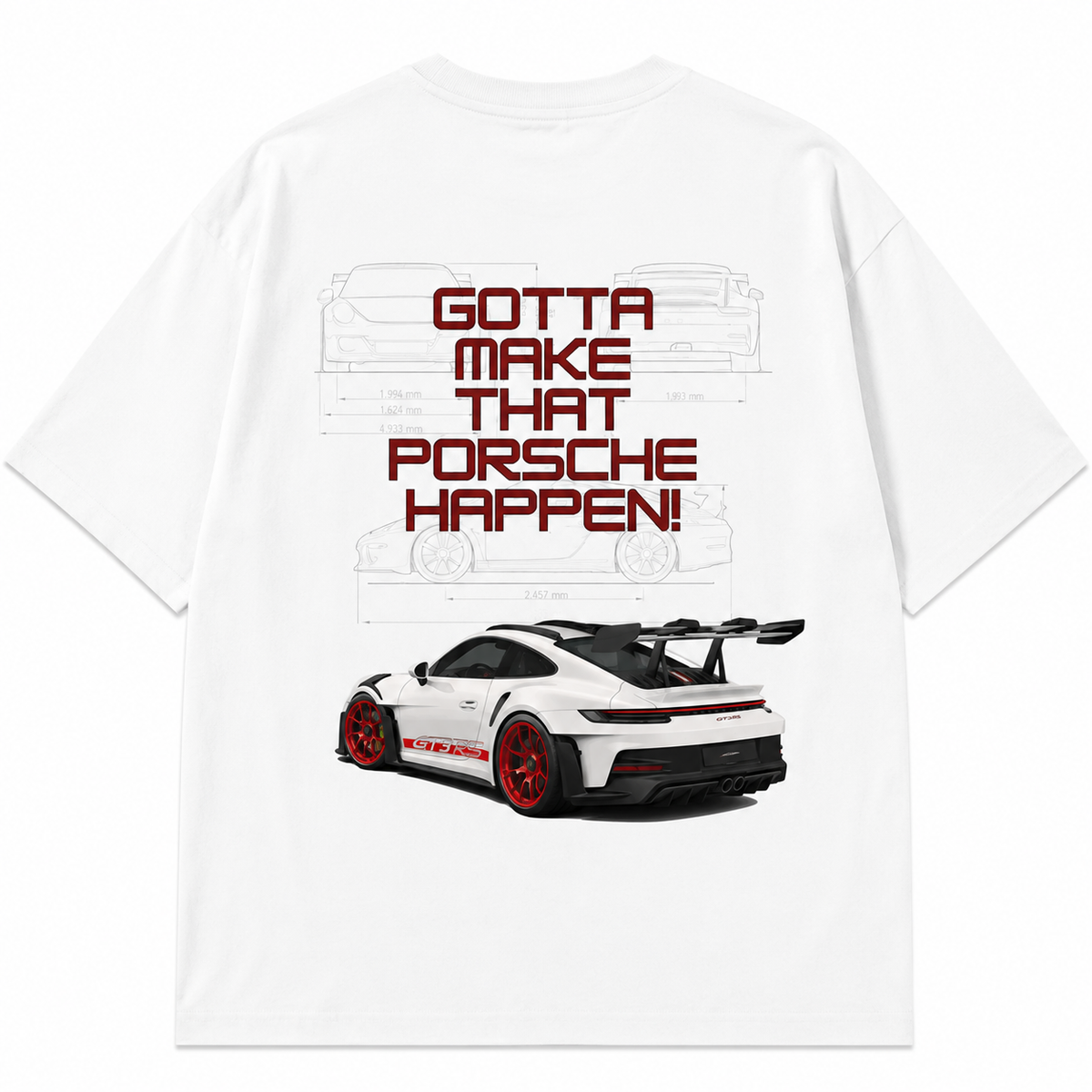 Porsche Oversized T-Shirt | Premium Car-Culture Streetwear – White