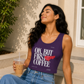 OK But First Coffee Purple Crop Tank | Women's Graphic Crop Top