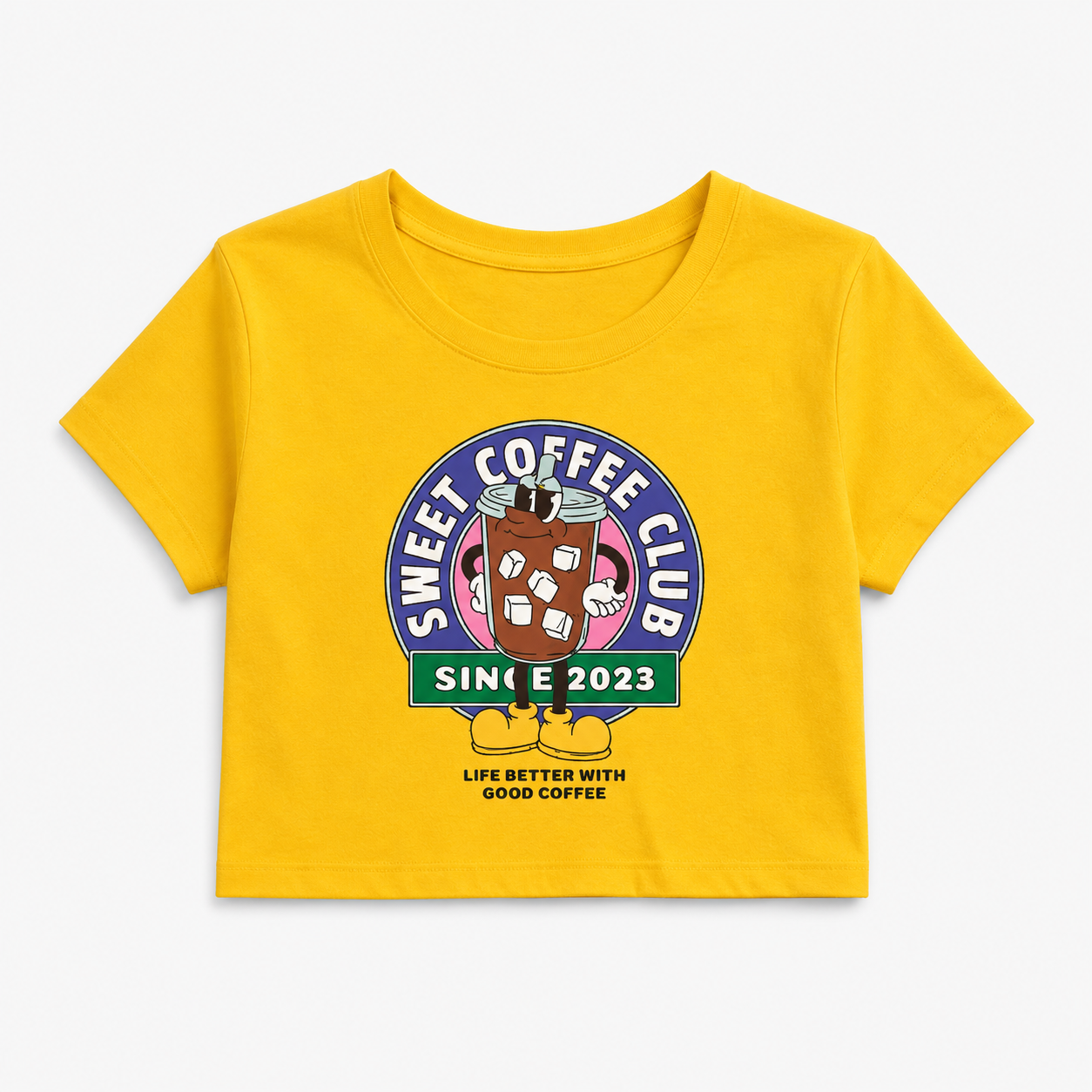 Sweet Coffee Club Women's Crop Tee | Coffee Lover Graphic Crop Top