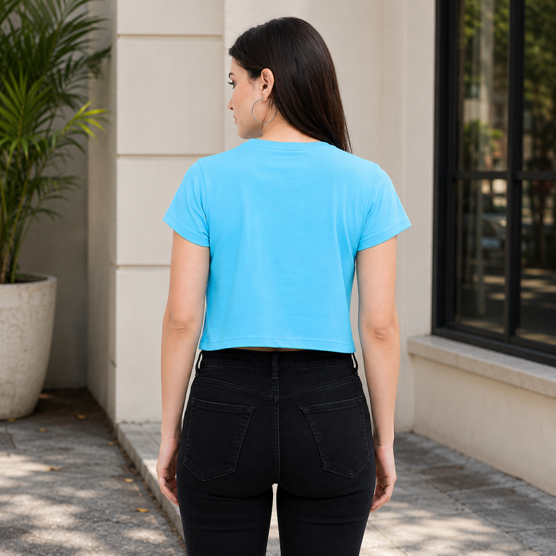 California Golden Coast Crop Tee | Women's Blue Beach Graphic Top