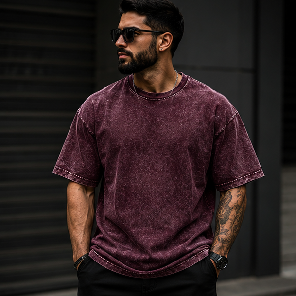 Feeling Acid Wash Oversized T-Shirt | Unisex Streetwear – Maroon