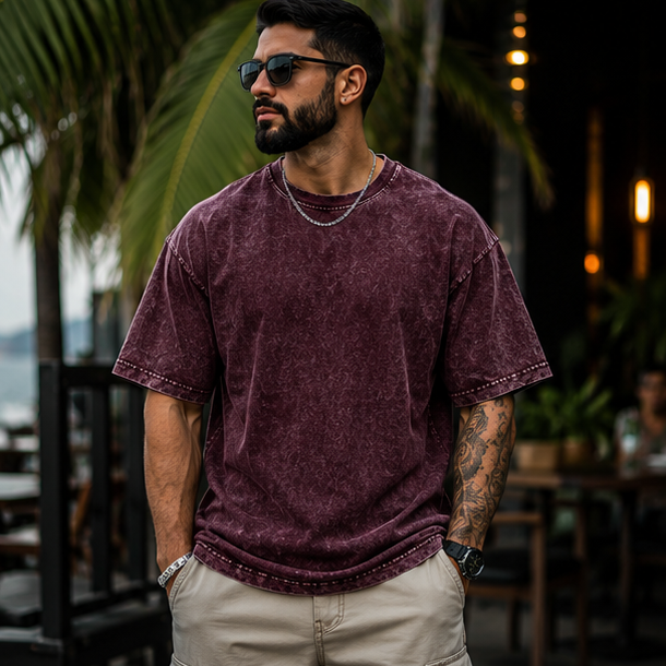 Feeling Acid Wash Oversized T-Shirt | Unisex Streetwear – Maroon