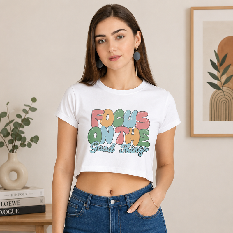Focus On The Good Things Crop Tee | Women's Positive Vibes Top