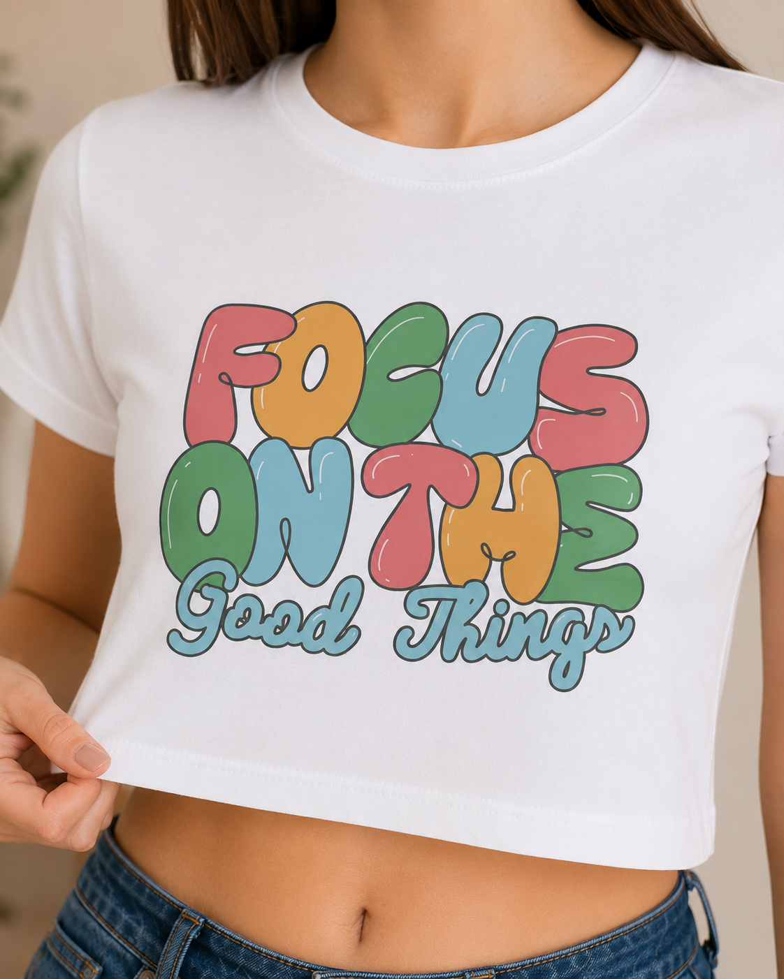 Focus On The Good Things Crop Tee | Women's Positive Vibes Top