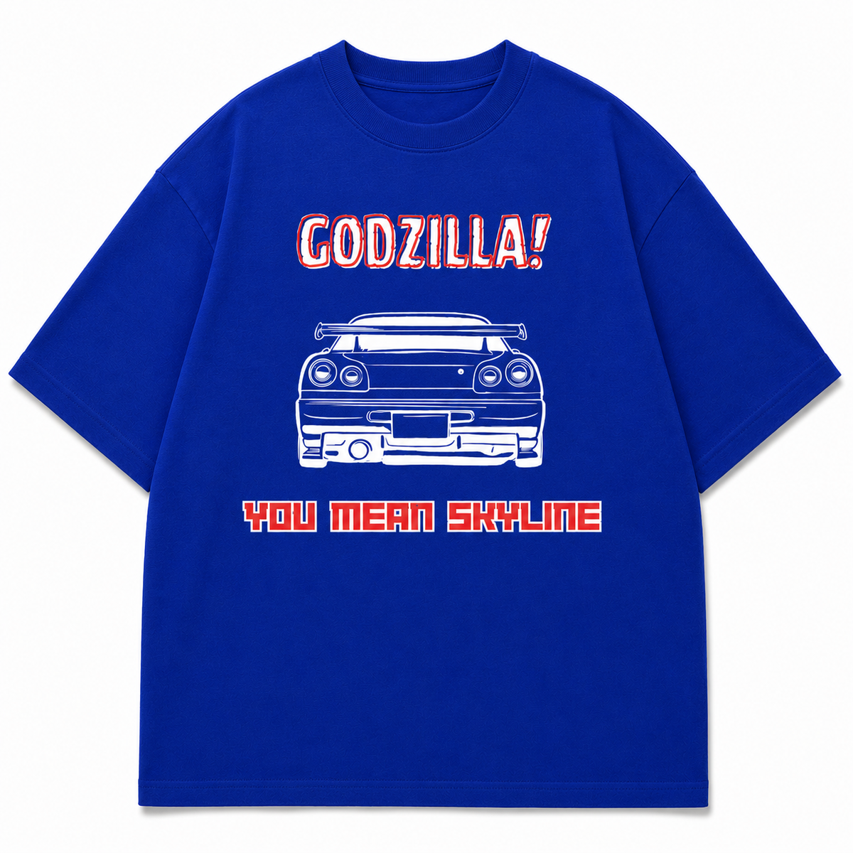 Godzilla GT-R Oversized T-Shirt | JDM Car-Culture Streetwear – Royal Blue