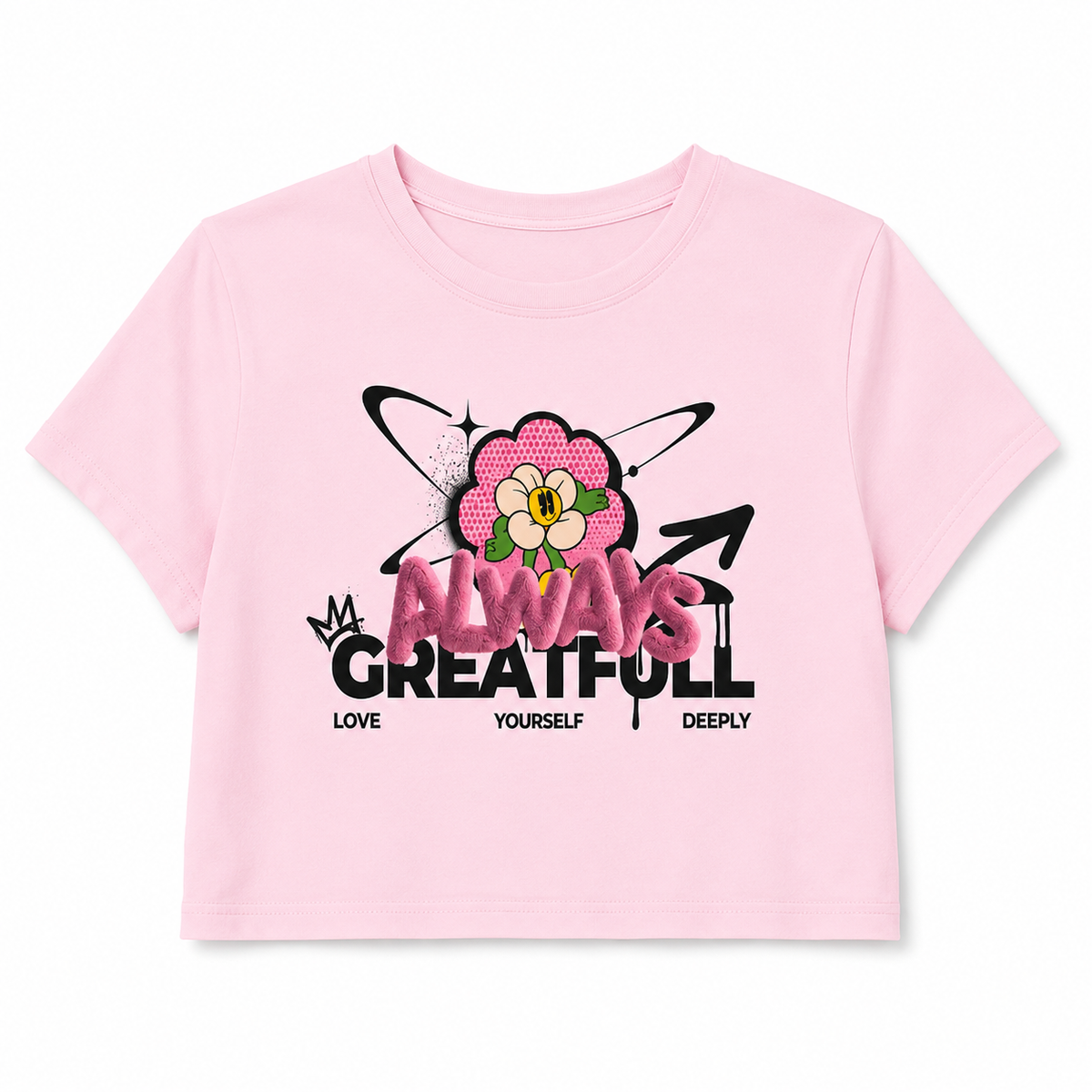 Always Grateful Crop Tee | Women's Positive Floral Graphic Top