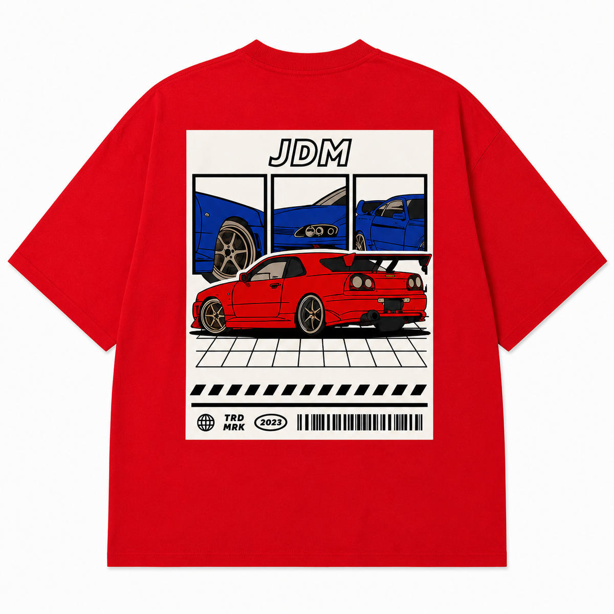 JDM Oversized T-Shirt | Japanese Car-Culture Streetwear – Red