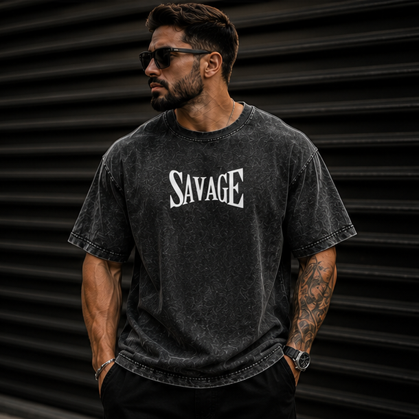 Savage Acid Washed Oversized T-Shirt