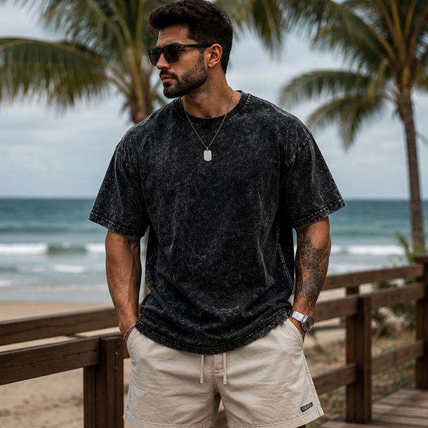 Tiger Bloom Acid Washed Oversized T-Shirt