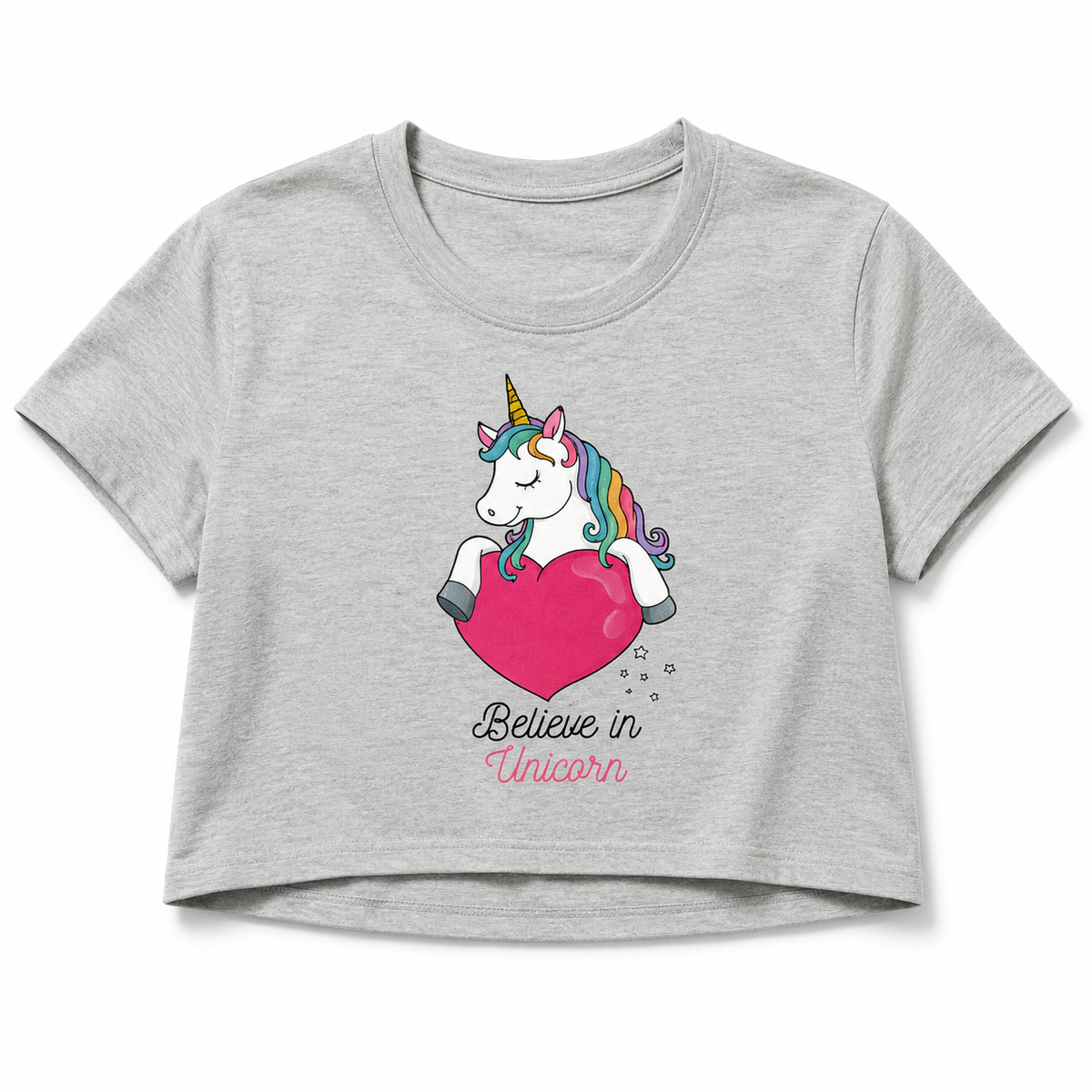 Believe in Unicorns Crop Tee | Women's Cute Graphic Crop Top