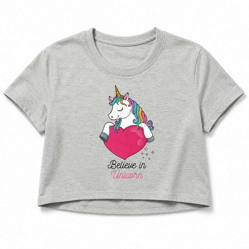 Believe in Unicorns Crop Tee | Women's Cute Graphic Crop Top