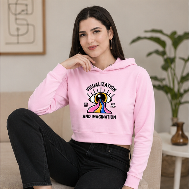 Imagination Crop Hoodie | Women's Graphic Streetwear