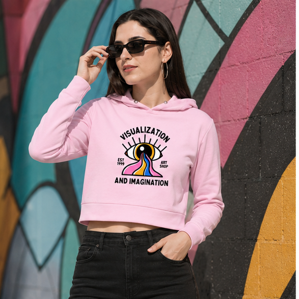 Imagination Crop Hoodie | Stylish Women's Graphic Hoodie